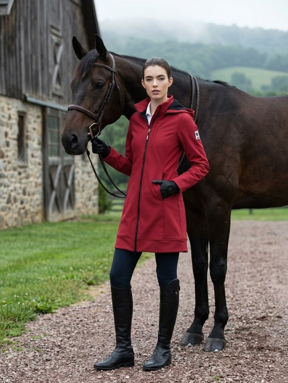 Noel Asmar Equestrian All Weather Riding Jacket Dark Red